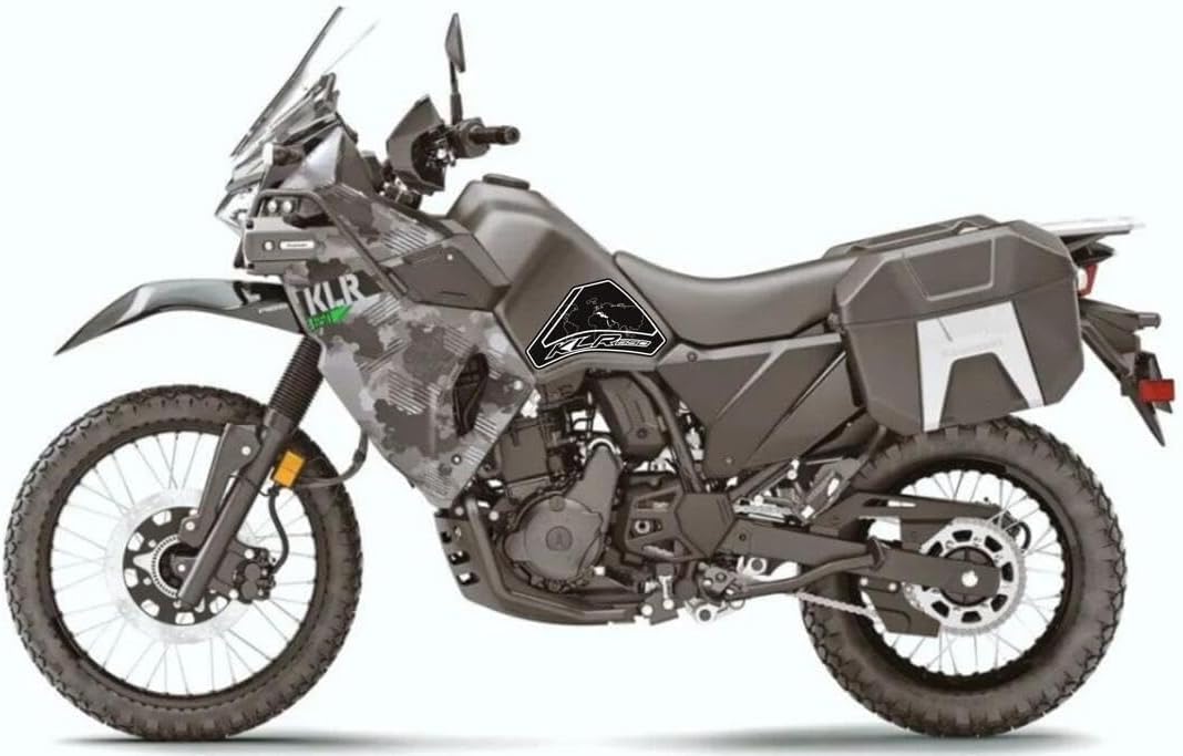 KLR650 Tank PAD Front Side Tank Pad Fuel Stickers Compatible with Klr650 2022-2025 3D Gel Tank Fuel Gip Decal KLR650 Sticker Pad(Black)