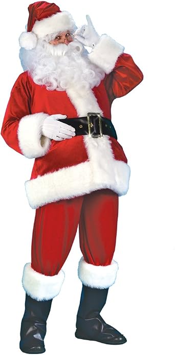 EraSpooky Men Christmas Santa Claus Adult Costume Deluxe Velvet Suit 7pcs