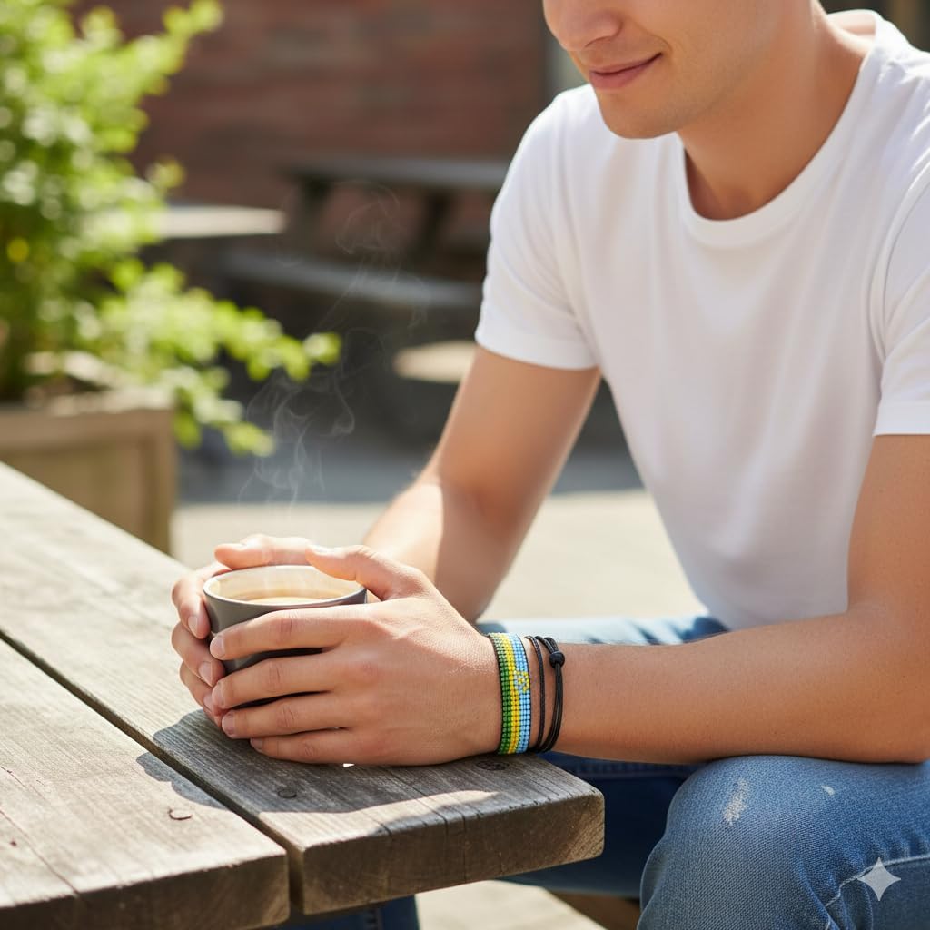 FAHARI Flag Bracelet - Adjustible Wrist Wrap Bracelet - Beaded and Boho Style Rope Bracelet - Country Flag Bracelet - Image 6