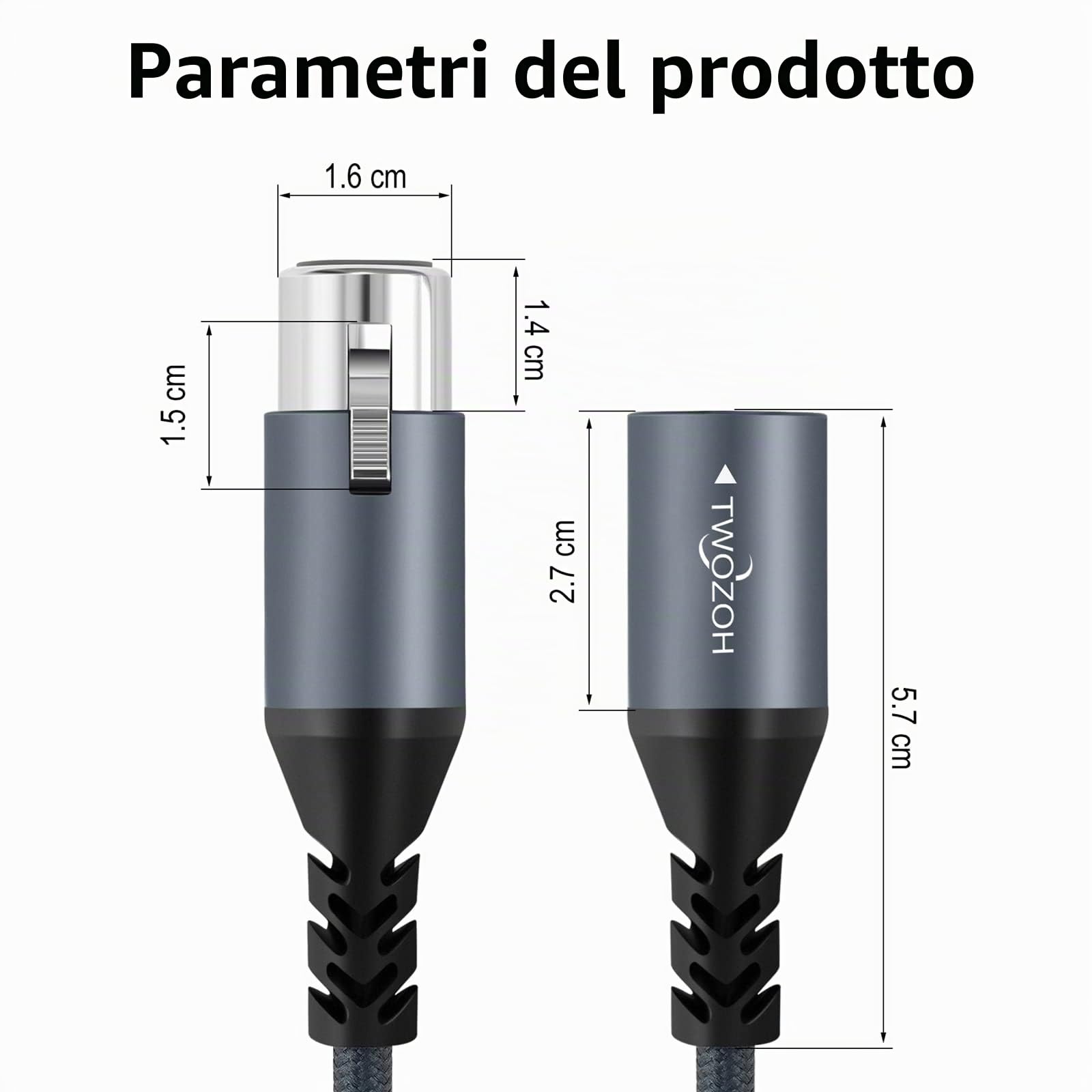 Twozoh Cavo Audio XLR Maschio a Femmina 10M 2 Pezzi, Intrecciato Cavo Microfono XLR Equilibrato a 3 Pin (Professionale/HiFi)