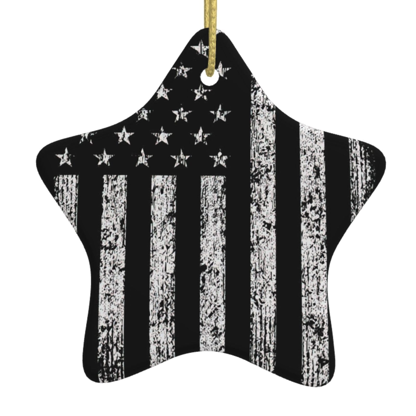 Nbtghga White American Camouflage Print Christmas Ornaments, Ceramic Hanging Ornament, Round Shape Decorations