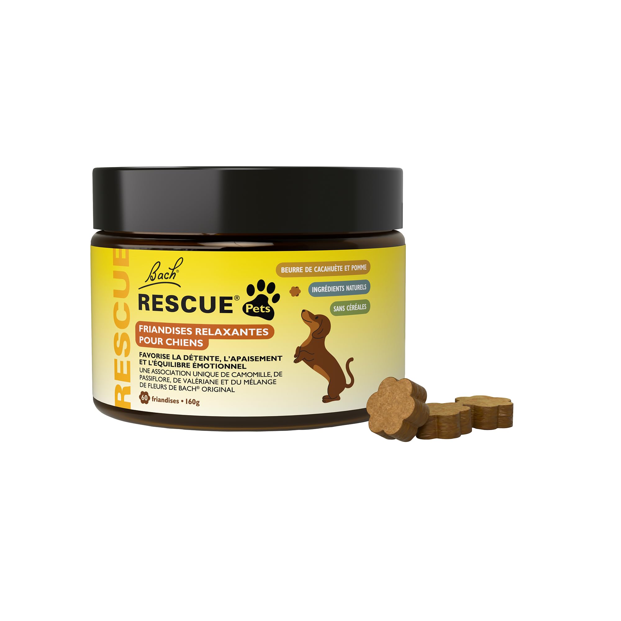 RESCUE Pets golosinas para Perros, la Serenidad para Mascotas, Ideal para Viajes, Visita Veterinaria, Aseo, Ruido, Soledad, sin Alcohol, Natural y Vegano