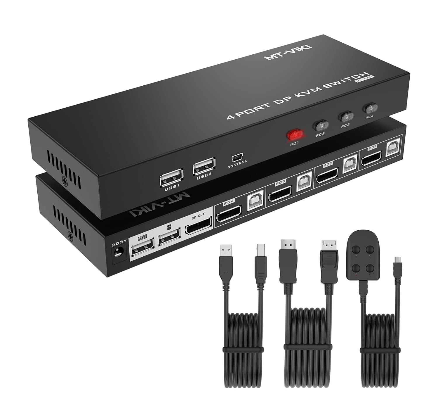 MTVIKI KVM Switch DisplayPort 4 Port (Lastest Version), 4