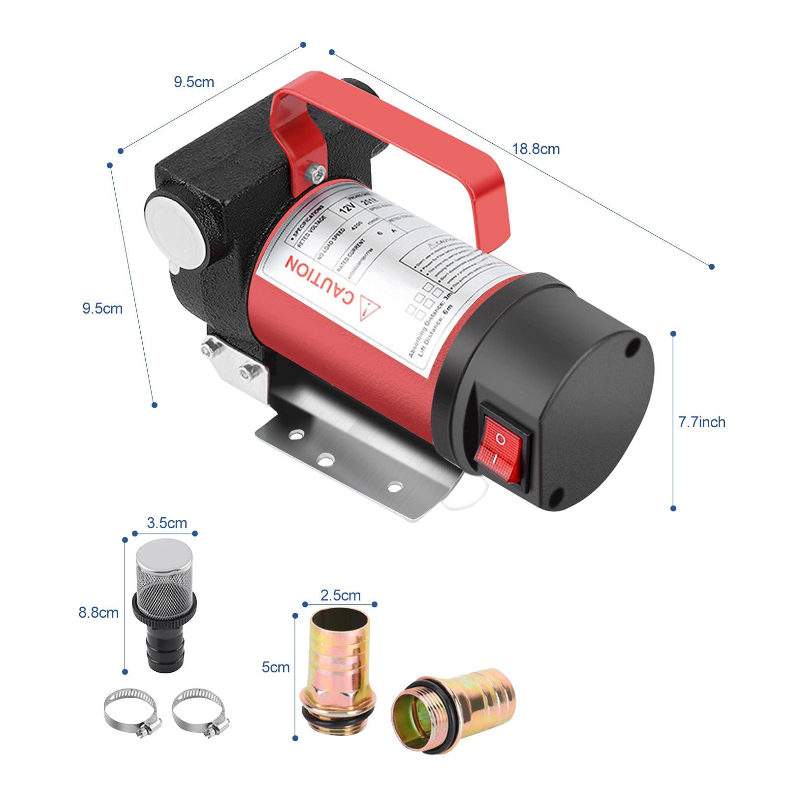 Pompa Gasolio 12V, 160W, 40L/min, Pompa di Trasferimento per Liquido Combustibile, per Veicoli Pesanti Camion