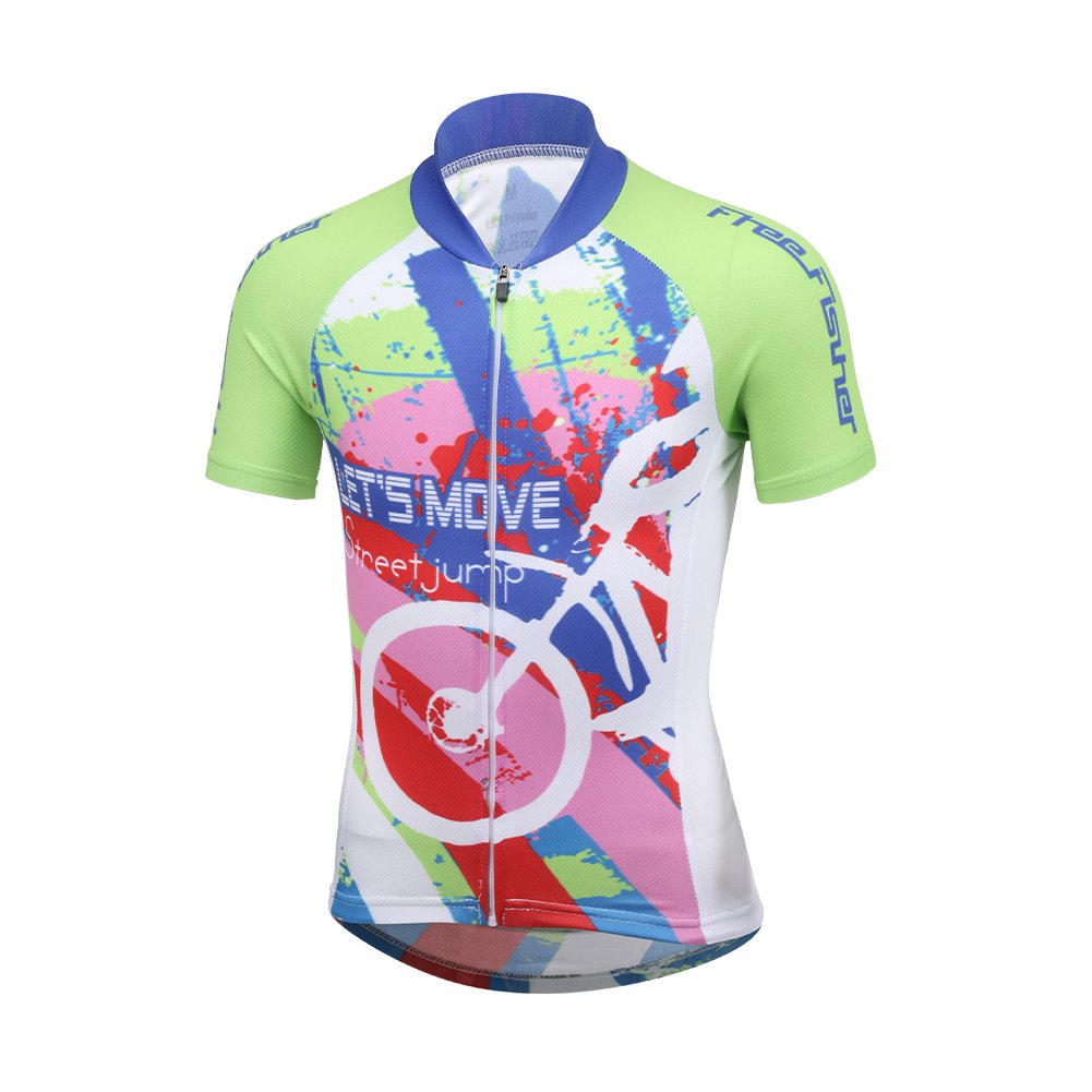 Set di maglia da ciclismo per bambini, traspirante, a maniche corte, con imbottitura, materiale ad asciugatura rapida, per ragazzi e ragazze