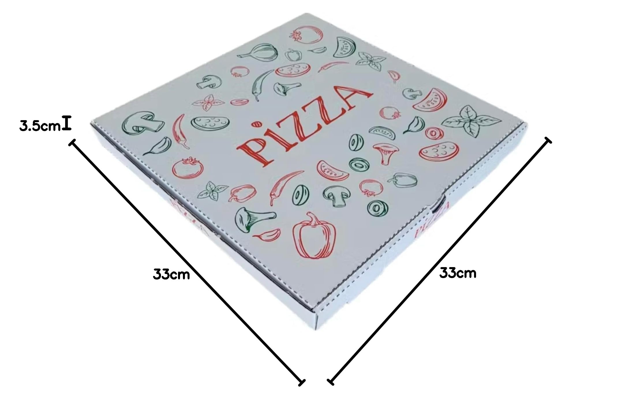 METRO Professional Boîtes à Pizza, 33 x 33 x 3,5 cm, Lot de 100, Carton Premium