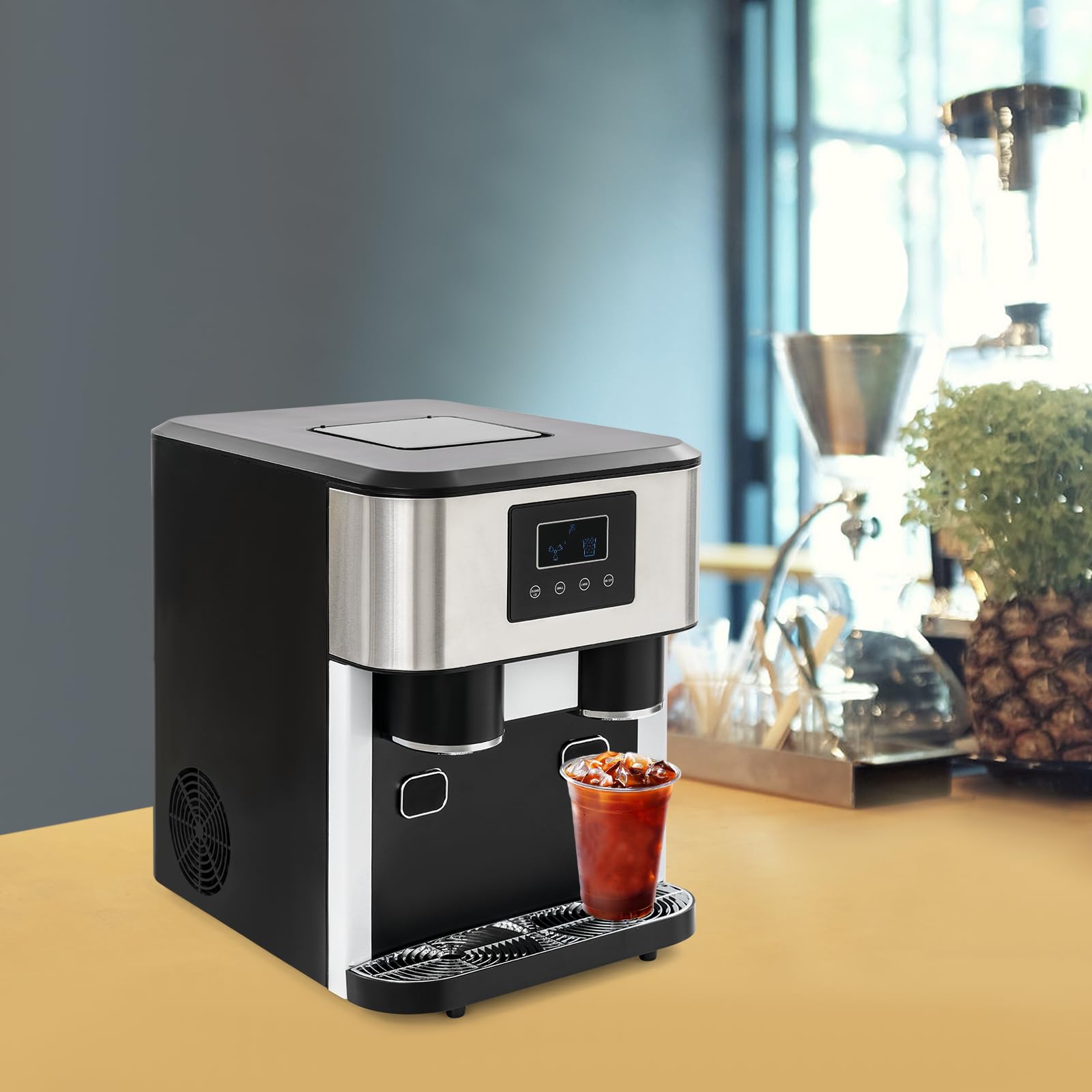 Drei-in-eins-Elektro-Eiszerkleinerer, Multifunktionaler Eisbereiter mit Großem Fassungsvermögen und LCD-Display, Geeignet Haushalte, Cafés, Büros, Bars und kleine Restaurants
