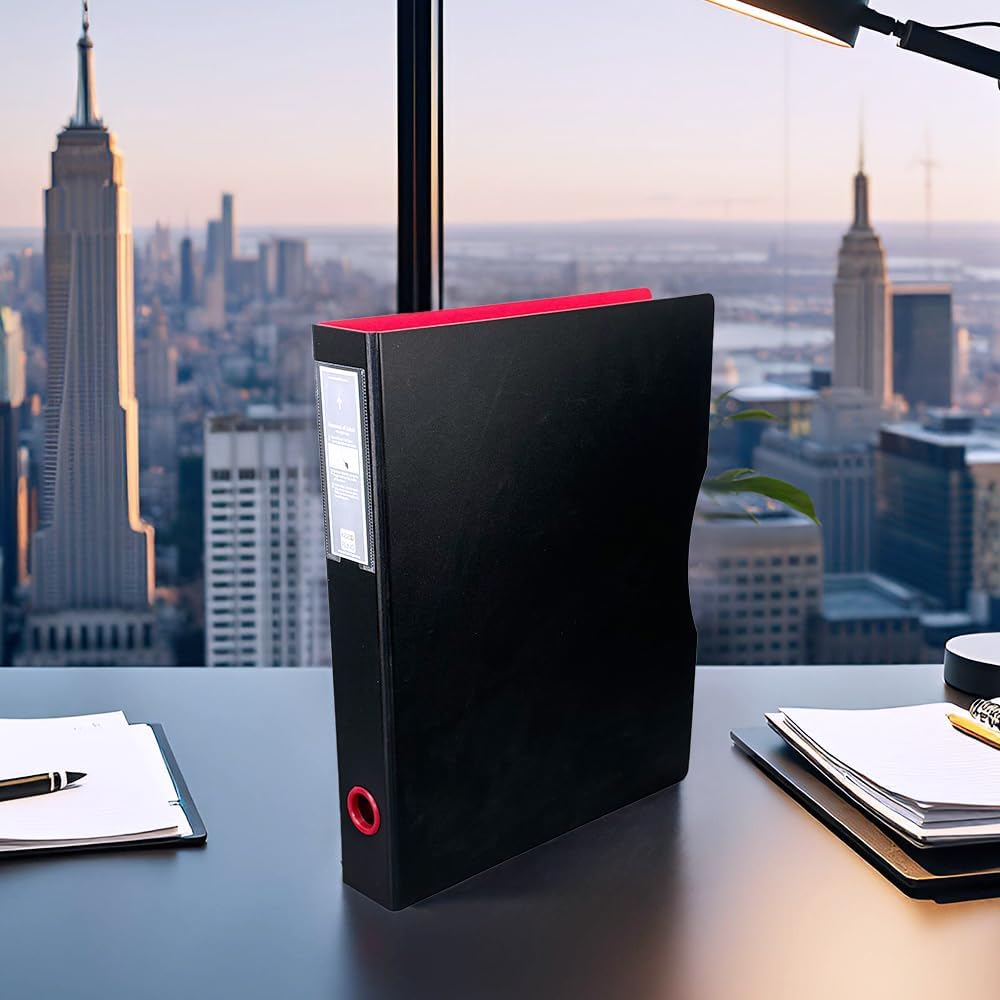 3-Ring Legal Size Binder Bundle - Black/Venetian Red & Sleeves 8.5 x 14 Legal Size Sheet Protectors (2 Packs - 100 Sheets) Black/Venetian Red Interior