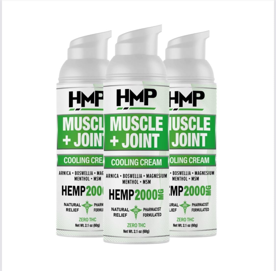 Hemp Cream Muscle & Joint Support 2000MG Hemp Discomfort Relief Formula w Menthol Ideal for Knee Muscle Joint Back Shoulder Elbow Maximum Joint Support, Natural Formula Made in USA (3 Pack)