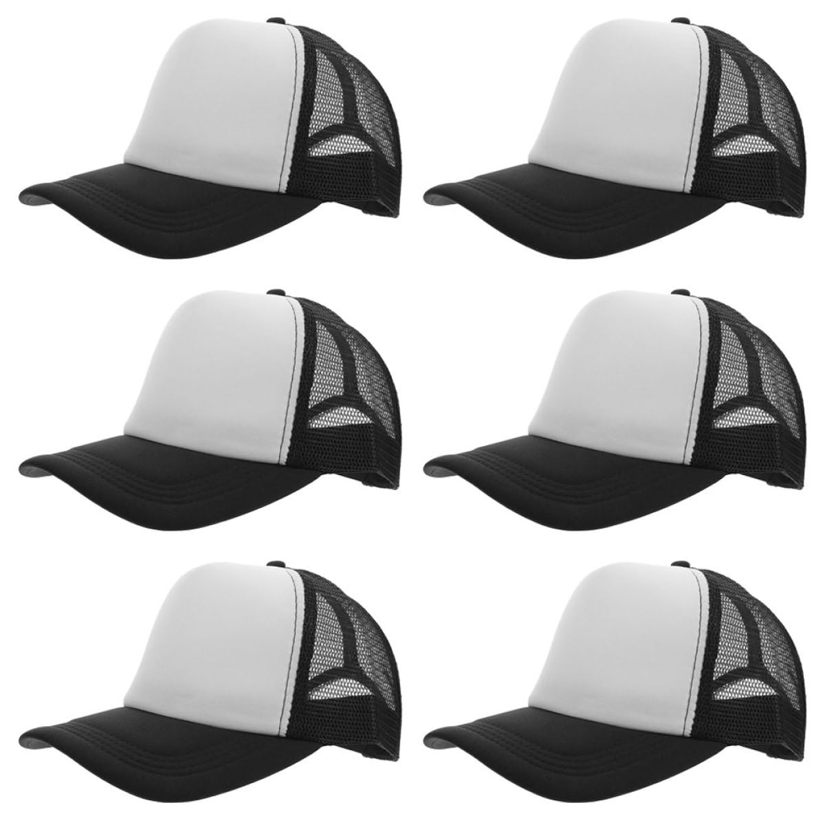 Healeved Set 6 Cappelli da Baseball Vuoti in Rete Bianco per Sublimazione, Fai da Te, Traspiranti in Poliestere, Regalo Unisex per attività Outdoor e Uso Quotidiano