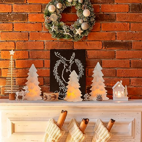 Velas blancas de árbol de Navidad sin fuego para evitar manchas de cera en la mesa 2