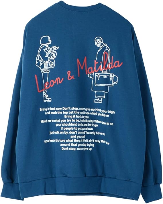 Amazon ビッグシルエット トレーナー メンズ オーバーサイズ スエット レディース スウェット 長袖 ロンt プリント イラスト 黒 白 トレーナー パーカー 通販