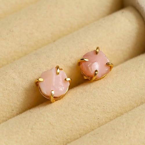 Miniatura 100 de Gempires Natural Raw Prong Setting Stud Earrings, 8-10 mm Crystals Earring, Handmade Jewelry, Gift for Her