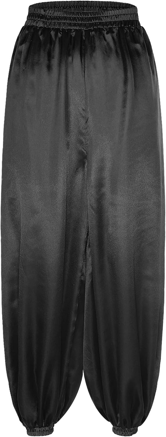 Womens Belly Dance Satin Harem Pants Tribal Style Bollywood Dance Arab Carnival Fancy Pantaloons