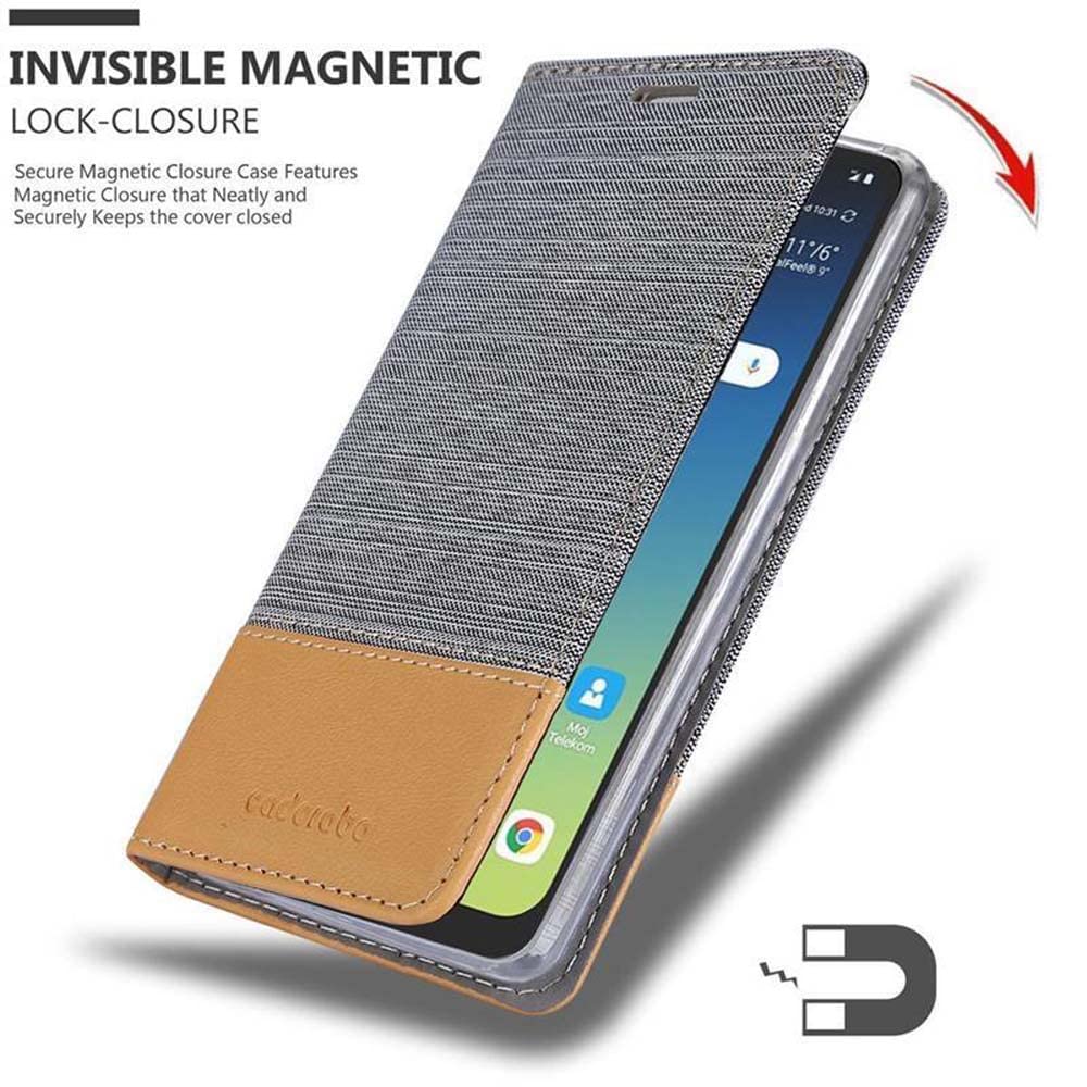 Cadorabo Custodia compatibile con LG V30 / V30+ / V30S / V30S+ in LILLA SCURO FIORE - Coperchio protettivo in design floreale con chiusura magnetica, funzione stand e slot per carte