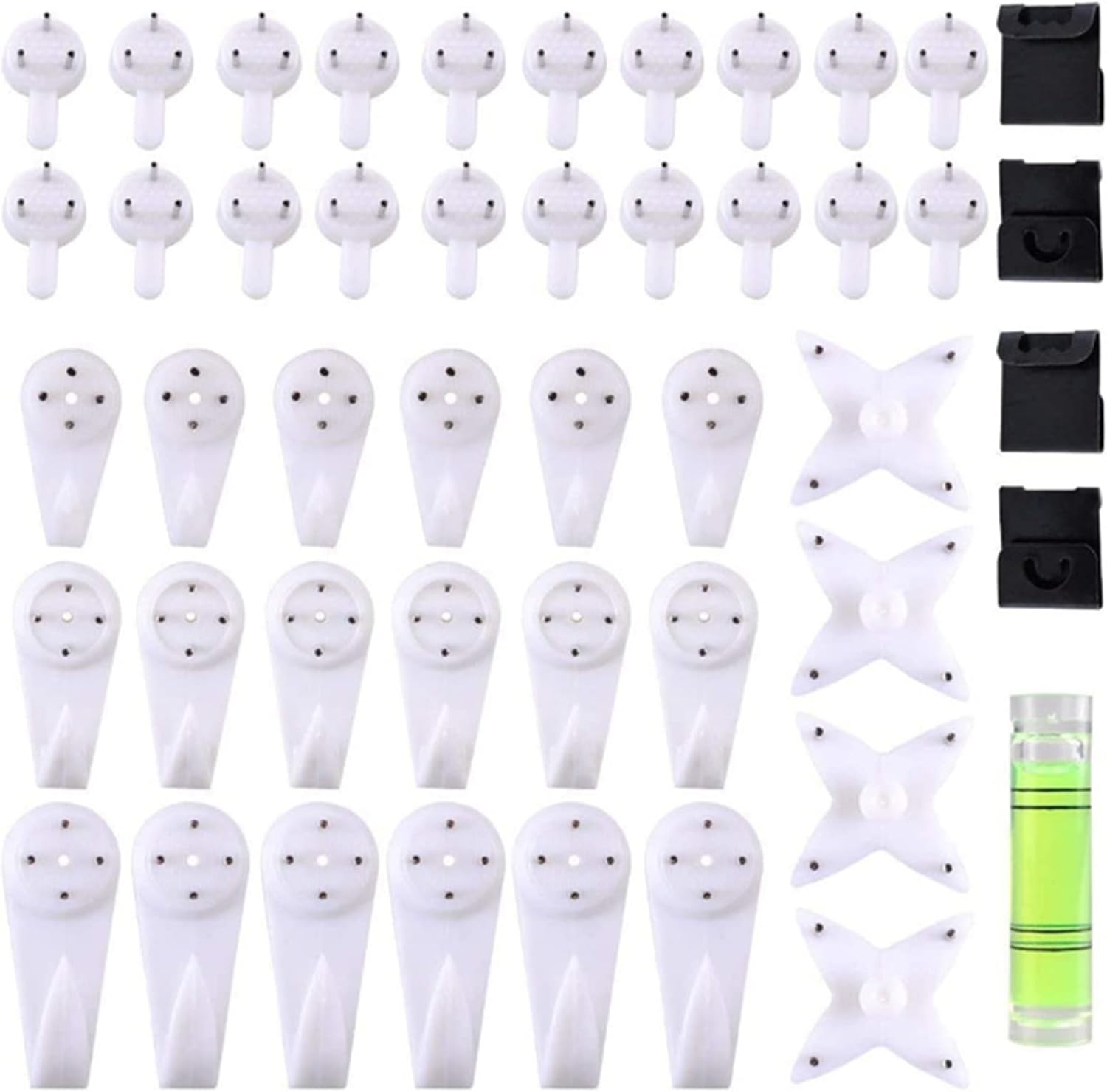 47Pcs Non-Trace Wall Picture Hooks Plastic Invisible Traceless Drywall Picture Hanging Kit 47Pcs