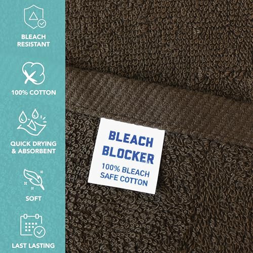 Image of Arkwright Bleach Proof Salon Towels - Pack of 12 - Highly Absorbent, 100% Cotton, Quick Dry Spa Face Towel for Hair Stylist, Barber, Pedicure, and Esthetician, 16 x 27 in, Brown