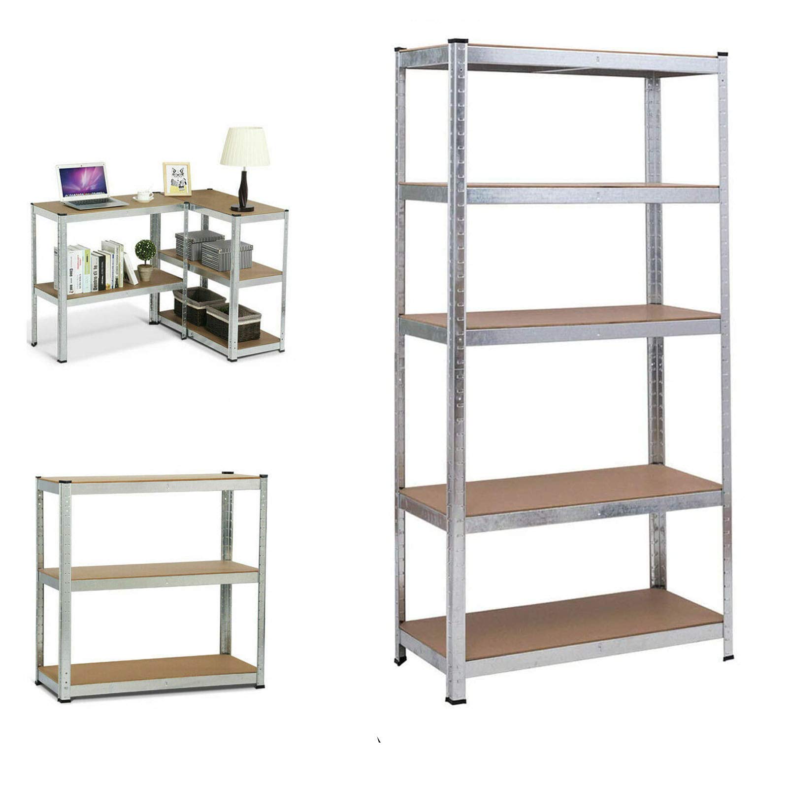 Estantería para cargas pesadas (5 estantes, hasta 875 kg, 170 x 75 x 30 cm, galvanizada)