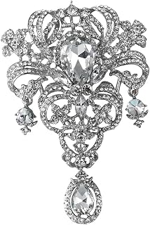 Gyn&Joy Womens 5 Inch Large Flower Bouquet Tear Drop Pendant Brooch Pin