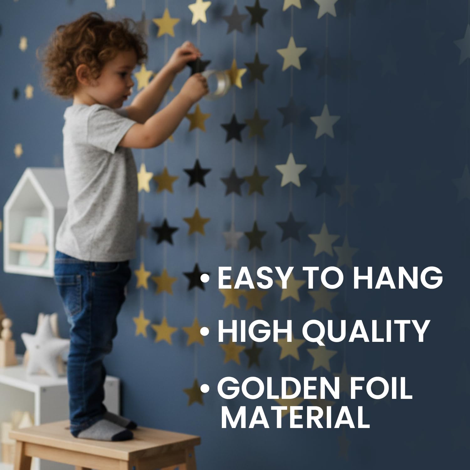 Gold Star Garland - Festive Party Decorations -2