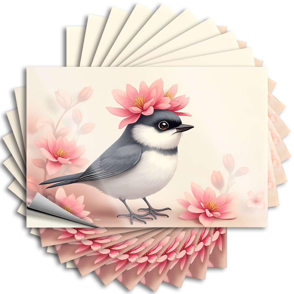 Fzfn Colour Bumper Vintage Military Punk Bumper A Bird With Pink Flowers On Its Head. - Scratch Resistant Stickers(6X9cm)