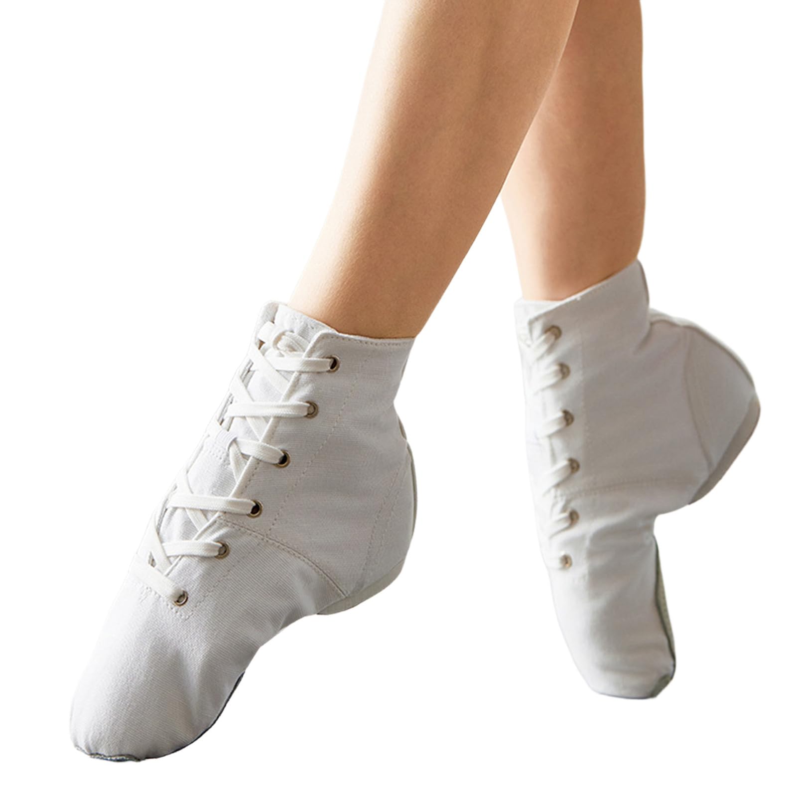 Bottes de Jazz pour Femme - Chaussures de Danse Plates à Lacets avec Semelle Fendue