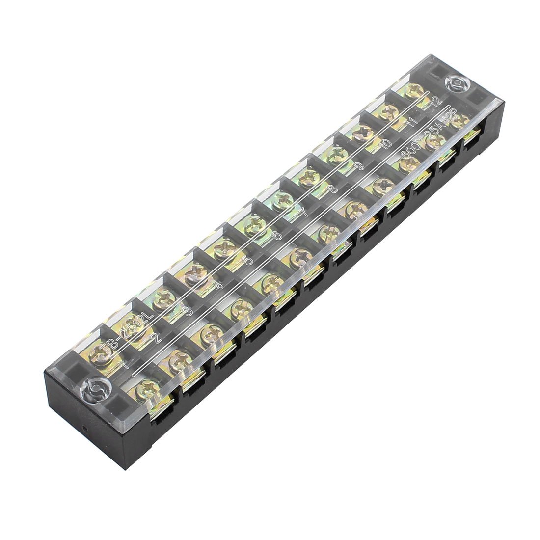 Aexit TB-2512 600V Terminal Blocks 25A 12P Dual Rows 12 Position Wire Terminal Actuator Blocks Block Connector