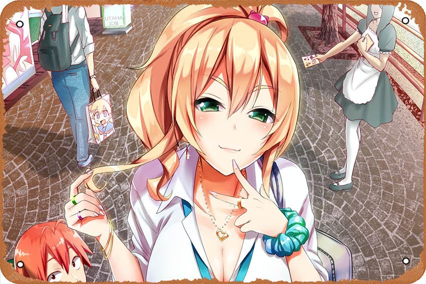 Junichi Hashiba Hajimete No Gal Yukana Yame Anime Poster Home Wall Art Decoration Retro Metal Tin Sign 8x12 inch