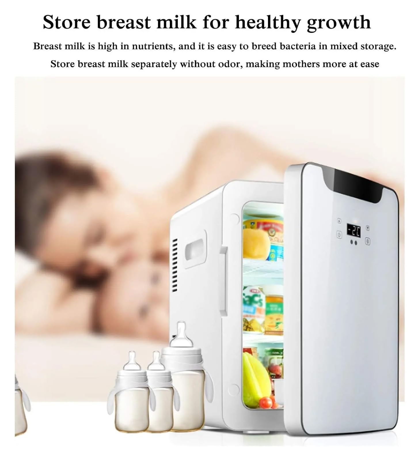 Refrigerador portátil for Coche, compresor, Doble núcleo, Compacto, Personal, 20 l, Pantalla táctil.(EU Plug)