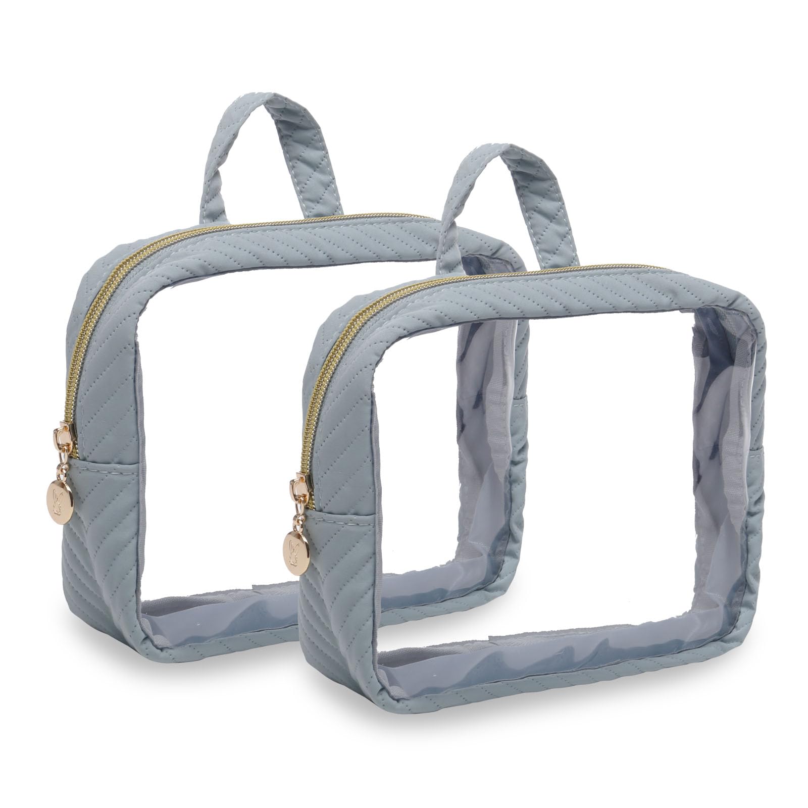 TSA Approved Toiletry Bag With Handle Strap,2 Pack PVC Clear Cosmetic Bags for Women Men, Carry on Airport Airline Compliant Bag,waterproof Transparent Makeup Travel Bags(2pack-Blue)