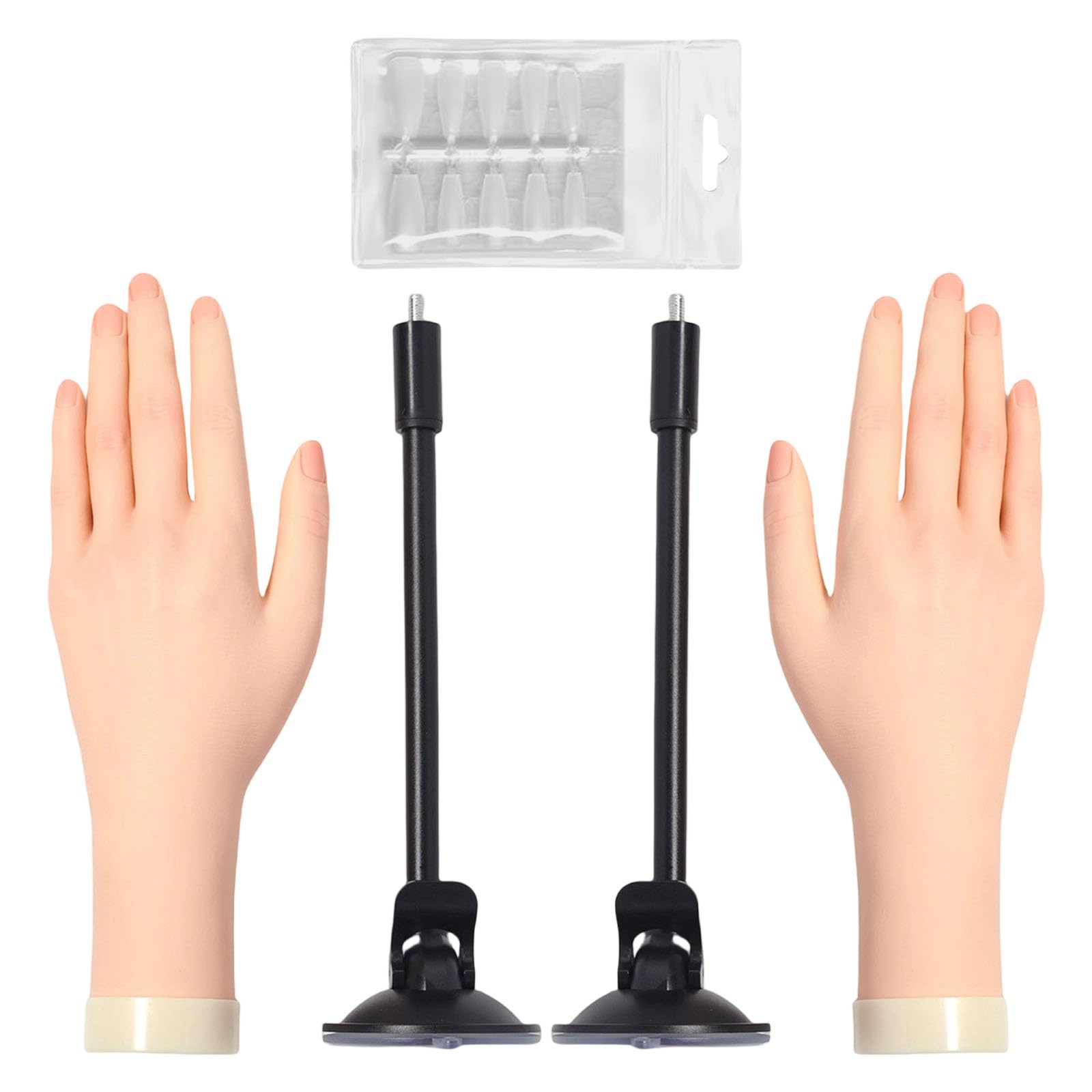 Mano de práctica de manicura profesional con puntas de silicona extraíbles y modelo de mano de práctica de uñas con movimiento articular realista