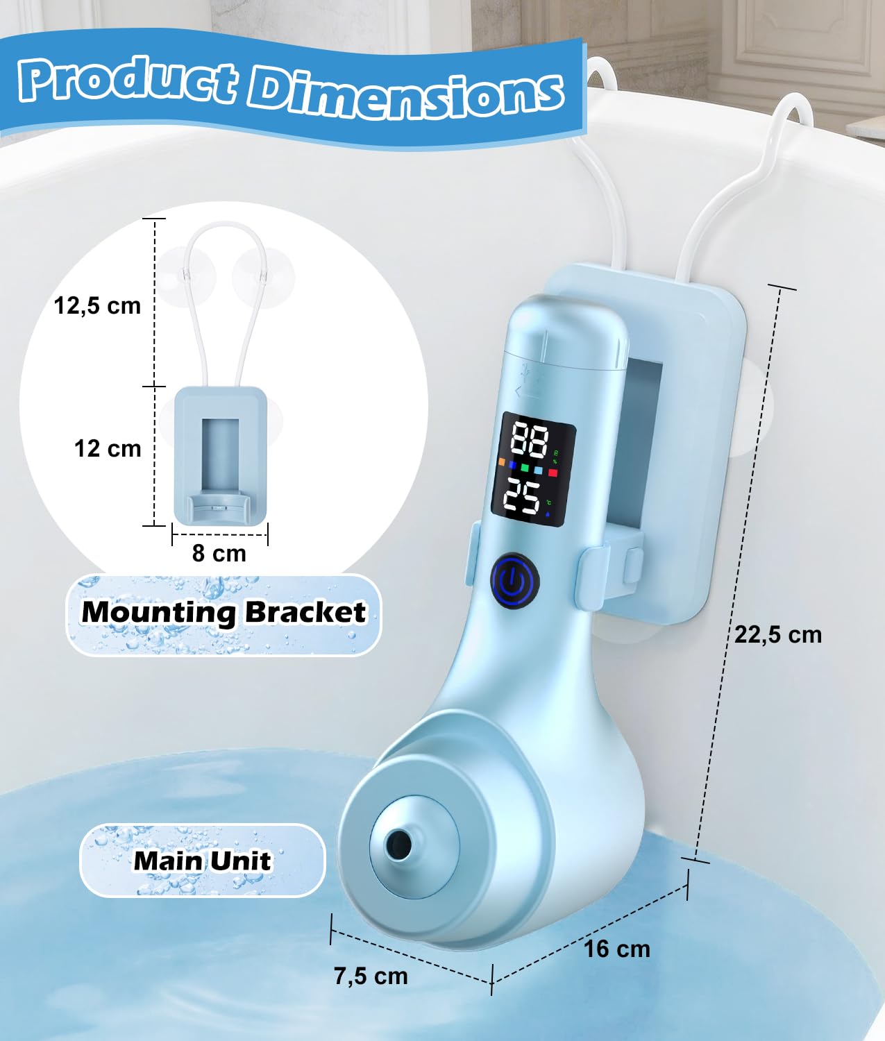 PAHTTO SPA de hidromasaje para bañera, Accesorio portátil para bañera con 5 Niveles de Velocidad Ajustables, para un SPA en casa y relajación (Azul)