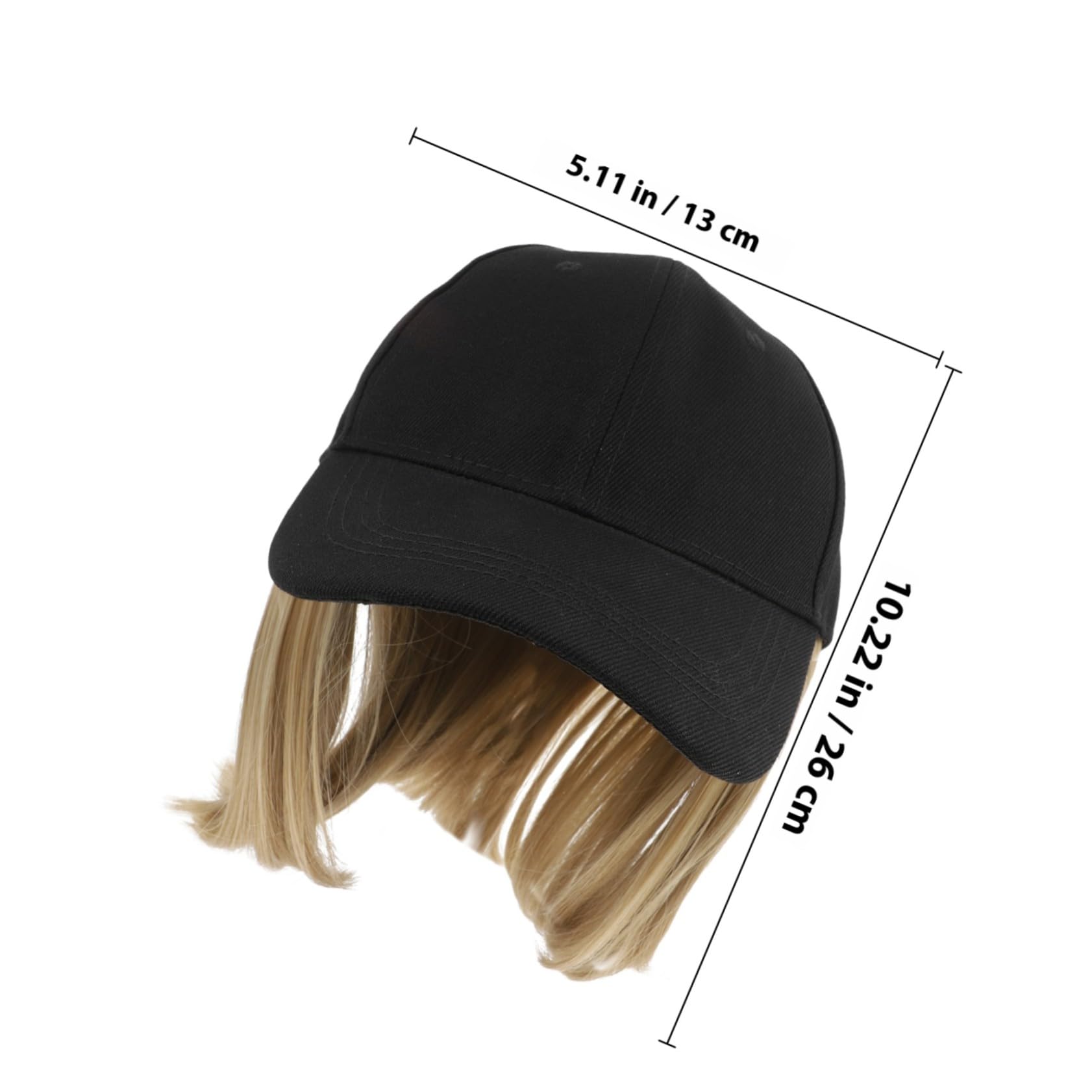 Peluca At118-107 con Gorra para Mujer de Béisbol Corta y Recta