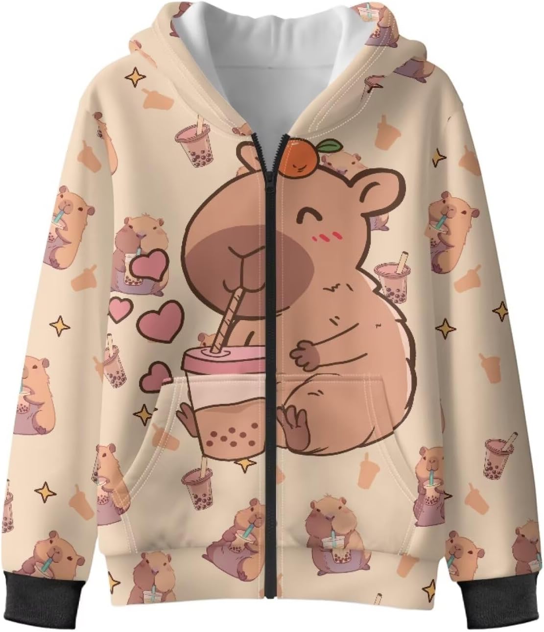 Girls Zip Up Fleece Hoodie 3D Printed Hooded Sweatshirt Hoody Coat with Pocket 6-16 Years