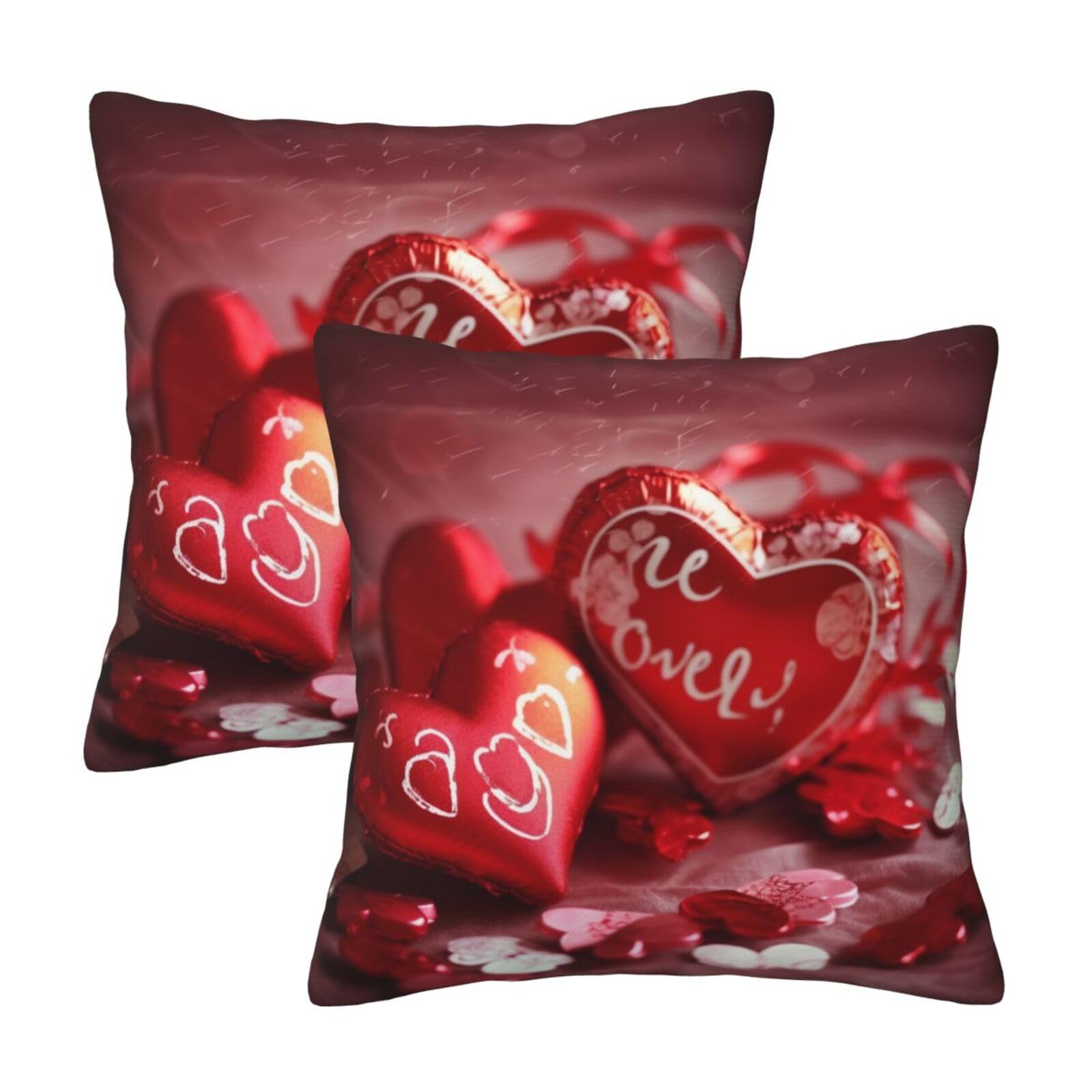 Romantic Throw Pillow Cases 2 Pack Square Pillowcases Soft Pillow Protectors for Couch Livingroom Sofa Bed Office Car,30x30 CM