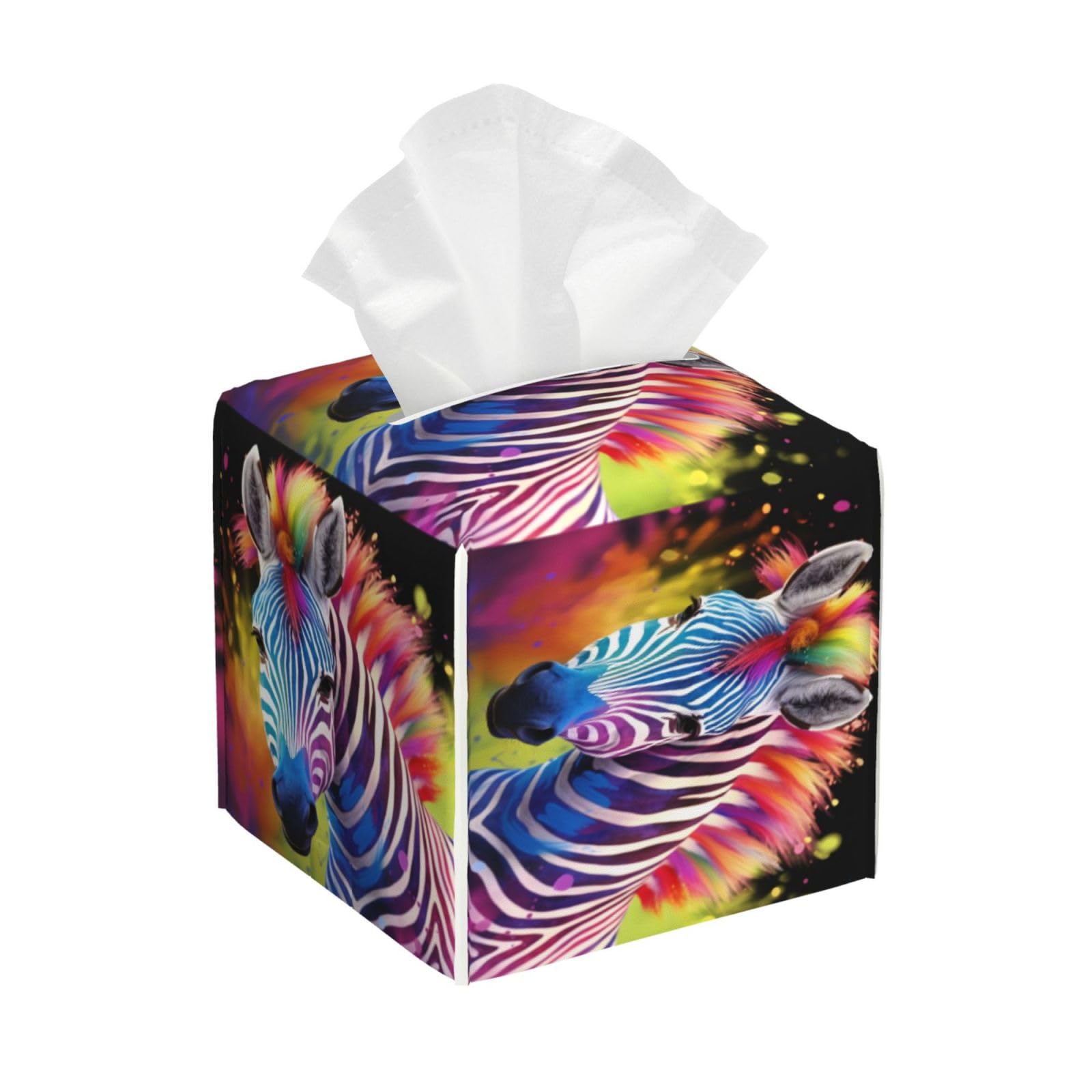Cute Colorful Zebra Tissue Box Cover Square Cube Boxes