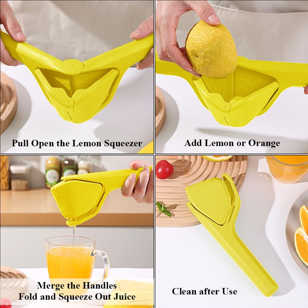 Junvaia Lemon Squeezer Manual, Large Flat Lemon Squeezer, Easy Squeeze Lime Squeezer, Manual Press Lemon Juicer Citrus Juicer with Sideways Pivot Leverage, Folds Flat For Space-Saving Manual Juicers