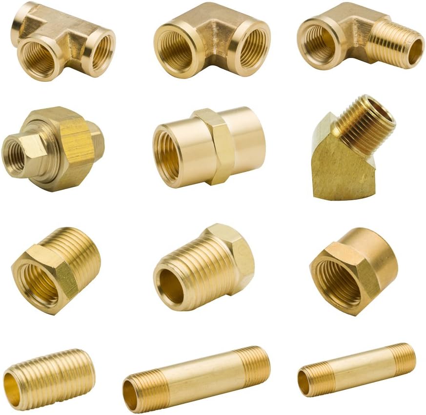 Legines 1/4" NPT Brass Pipe Fitting Master Assortment Kit, 70 Pcs