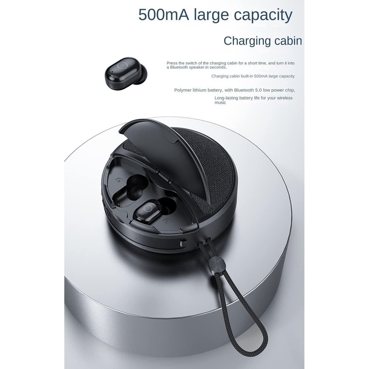 Mini Altoparlante Bluetooth 2 In 1 – Auricolare Vivavoce E Subwoofer Stereo Con Radio FM E Lettore TF – Nero - 4