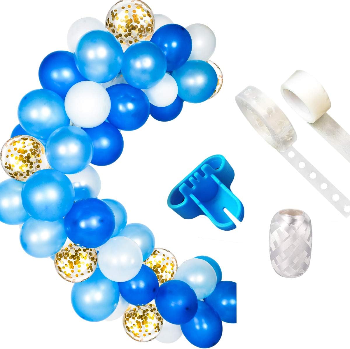 BRT Bearingshui Balloon Garland Kit Balloon Arch Garland, Blue and White Balloon Arch Garland Kit (Total 114pcs) for Blue and White Birthday Baby Shower Wedding Party Decorations