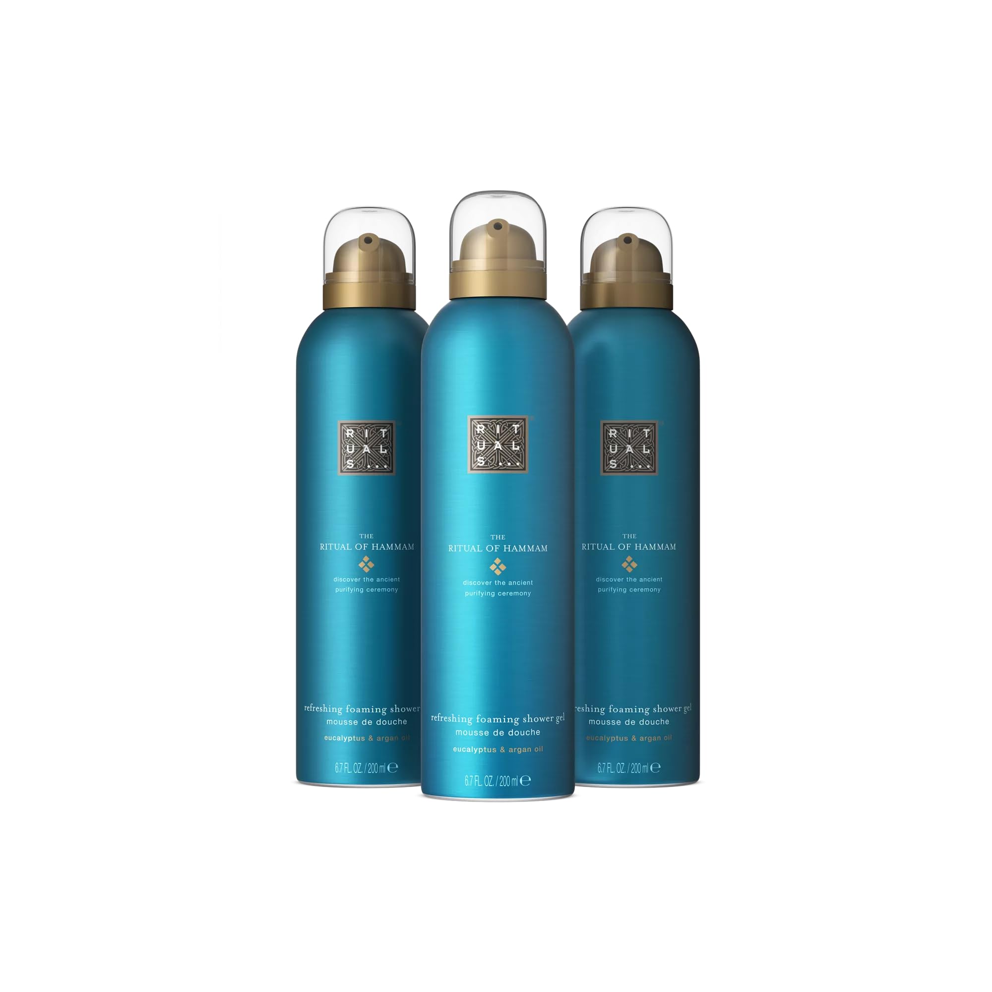 RITUALS The Ritual of Hammam Value Pack 3 Docciaschiuma – Bagnoschiuma con eucalipto e olio d’argan, set regalo donna rinfrescante – 3 x 200 ml