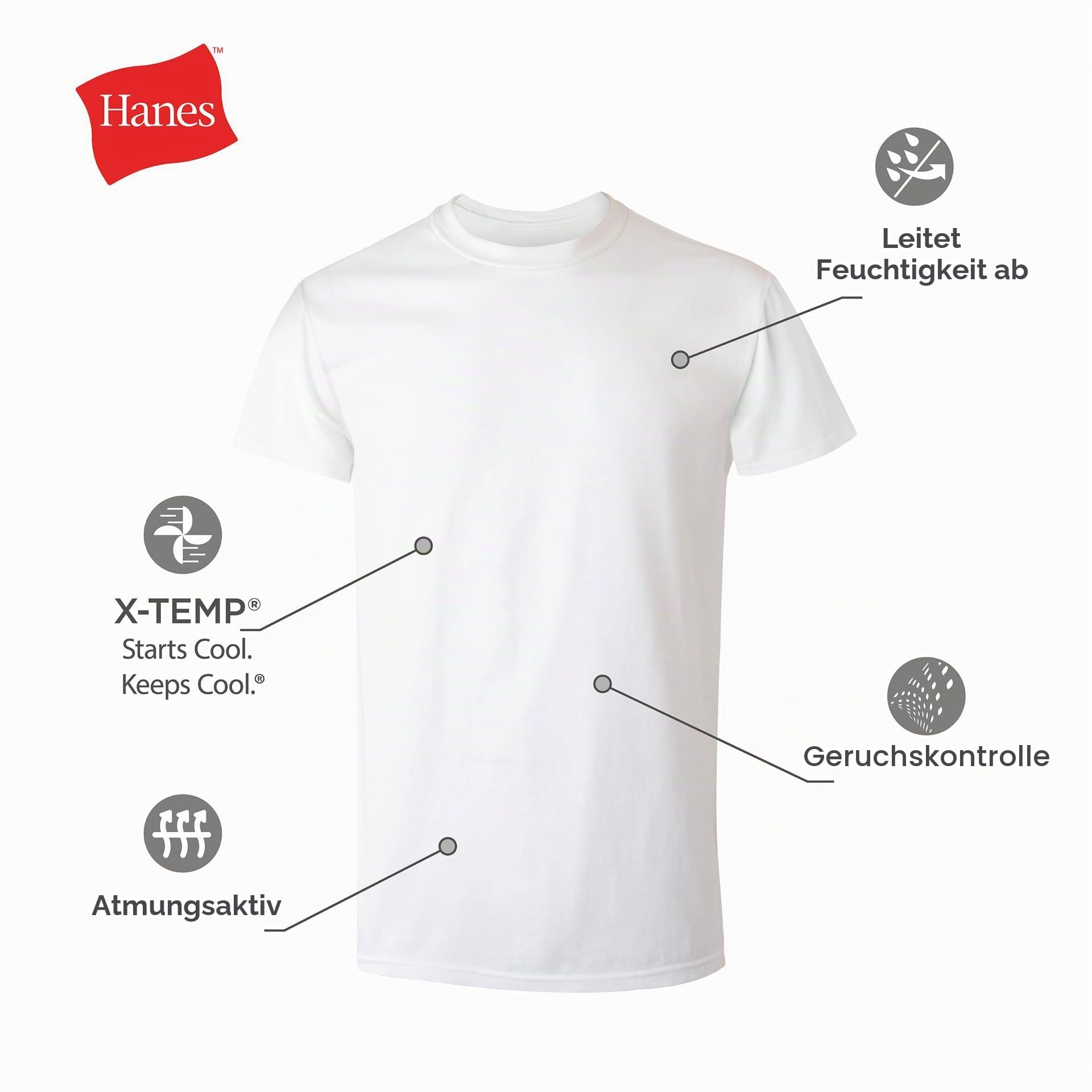 Hanes Herren X-Temp Comfort Cool Crewneck Unterhemd 5er Pack Unterhemd (5er Pack)