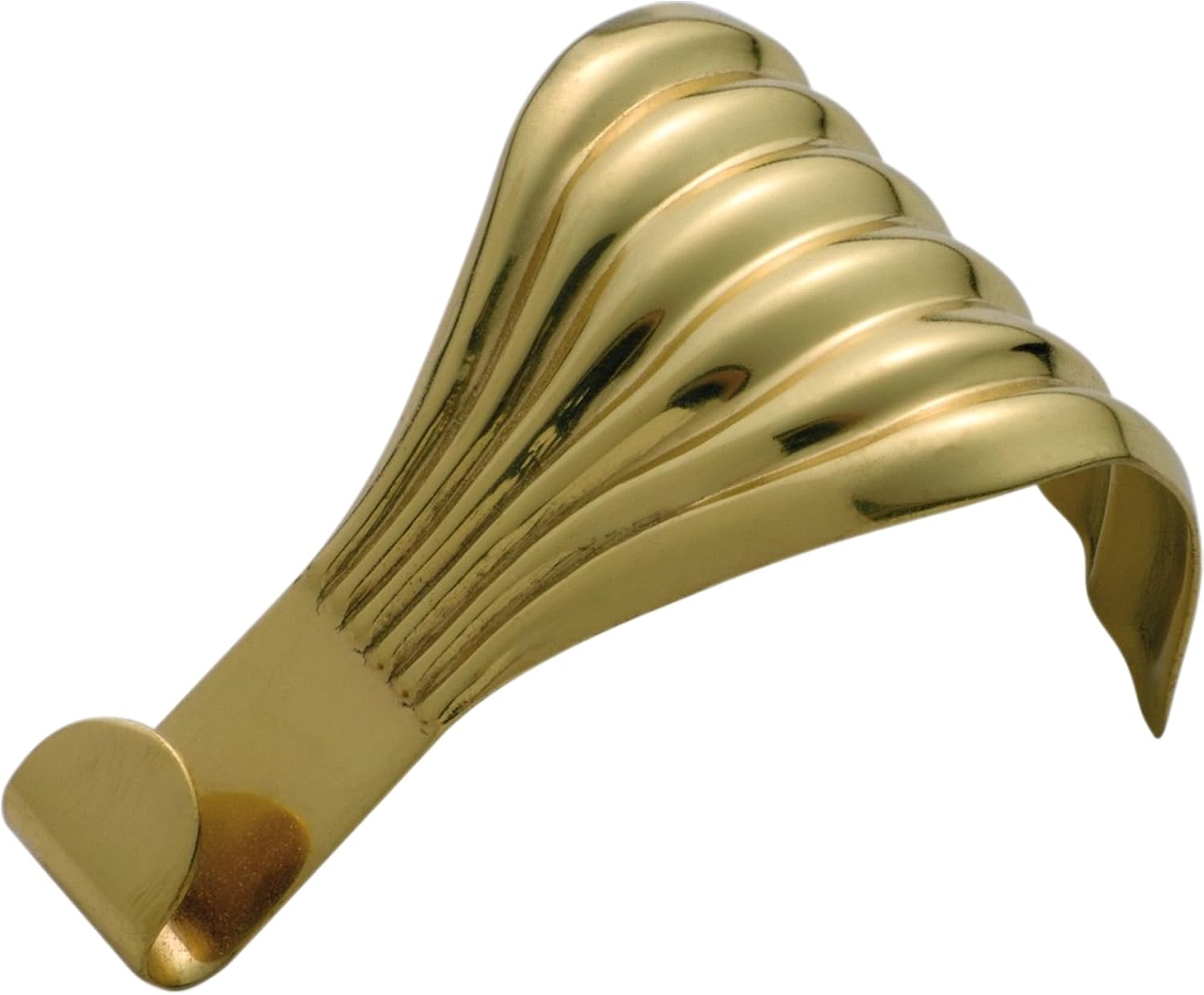 A29 Solid Brass Picture Rail Hooks, 2 in, Fluted Polished Brass, Set of 6