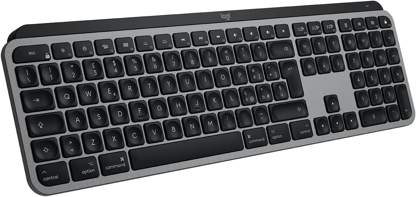 Logitech MX Keys for Mac - Tastiera wireless avanzata illuminata, tasti retroilluminati LED, Bluetooth, USB-C, compatibile con MacBook Pro, MacBook Air, iMac, iPad, Italiano QWERTY - Grigio