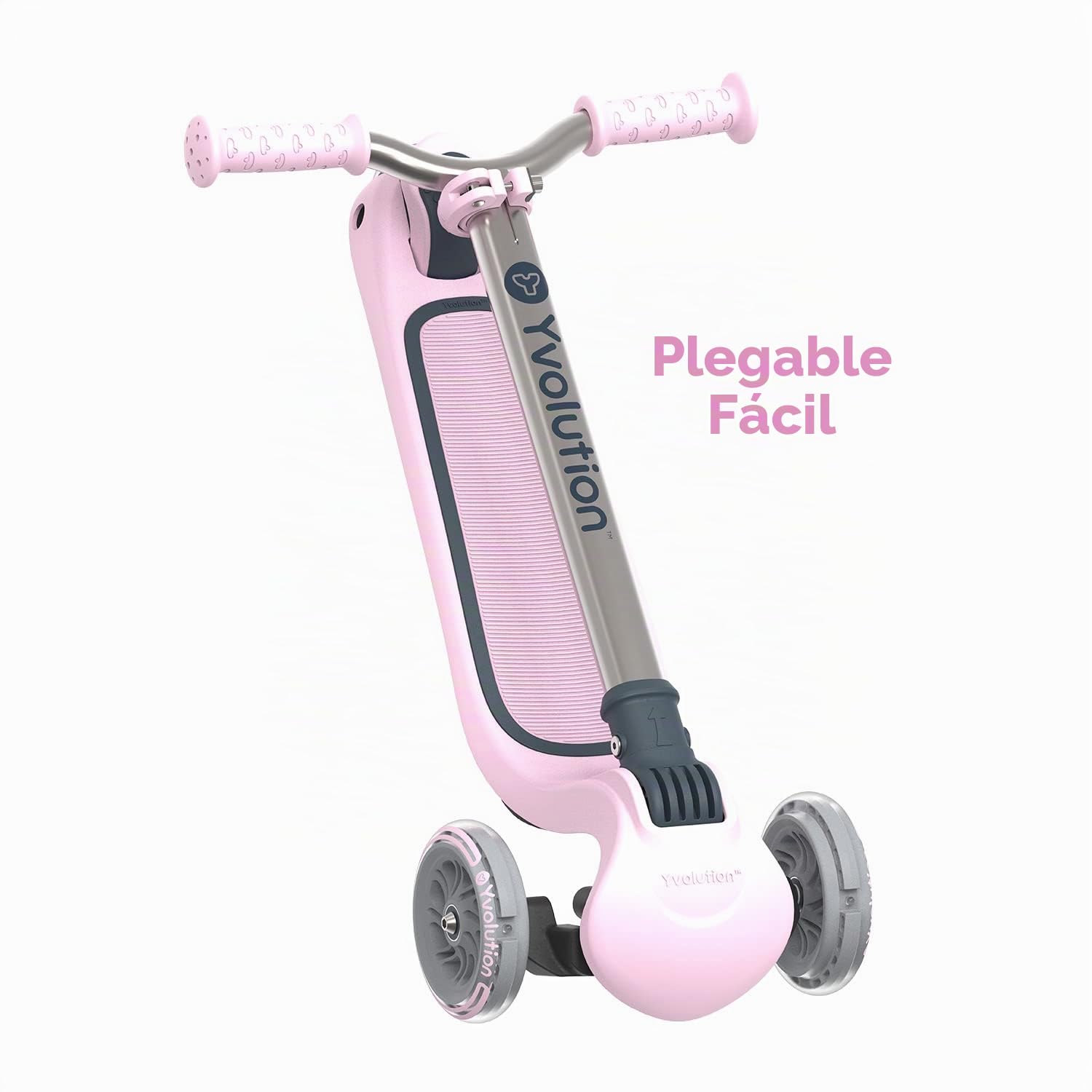 Yvolution Y Glider - Patinete de aire para niños, scooter de 3 ruedas para niños pequeños, 4 deslizadores de altura ajustable con patinetes, inclinarse para dirigir con luz LED intermitente para niños