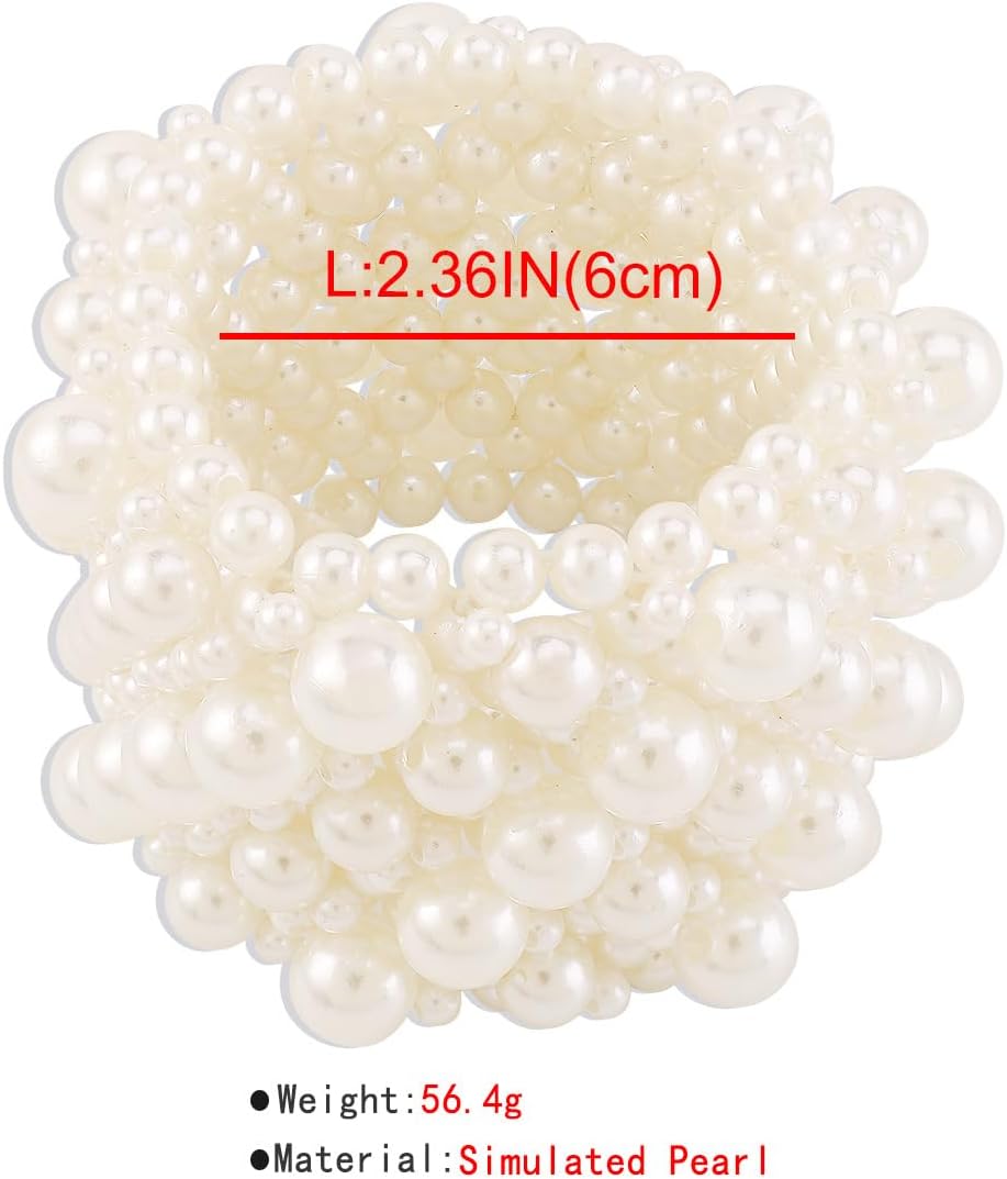 Pearl Bracelet for Women Dainty Pearl Stretch Bracelets Set Trendy Stacked Multi-layer Pearl Bracelet Vintage Geometric Pearl Beadingbracelet Wedding Birthday Party Jewelry