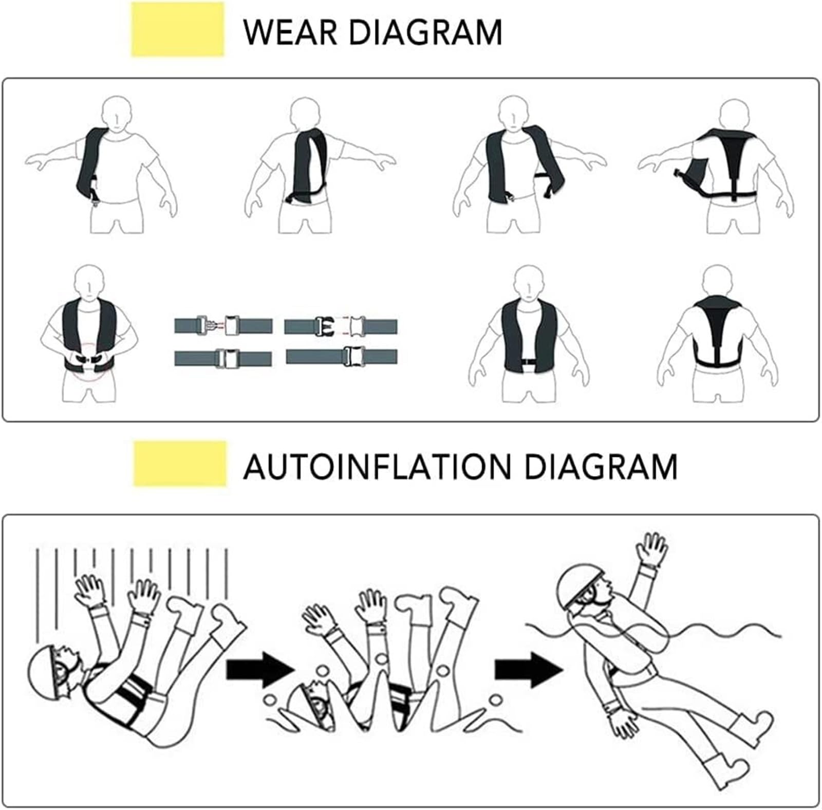 Giacca automatica per kayka per canottaggio, pesca, kayak fino a 150 kg | Giacca Kayka con tecnologia di auto-gonfiaggio, resistente nylon TPU per canottaggio, pesca, kayak, sicurezza comfort per