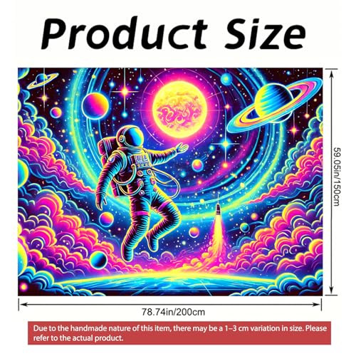 Image of Nuxovilar Astronaut Spacewalk Wall Tapestry Polyester 78.74x59.05 In | Glow Poster Trippy Wall Art Space Decor UV Backdrop Living Room Bedroom Lounge Space Room (Astronaut Spacewalk)