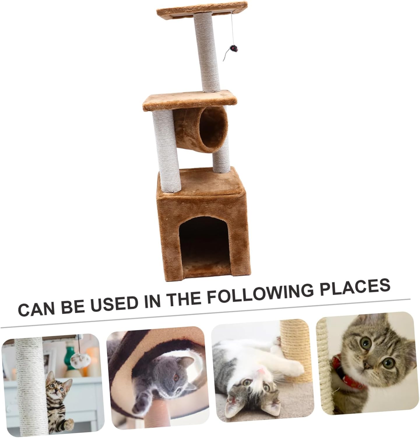 DOITOOL Three-Level Cat Climbing Frame Soft Scratch-Resistant Cat Tree Tower with Hammock Indoor Pet Supplies for Kittens