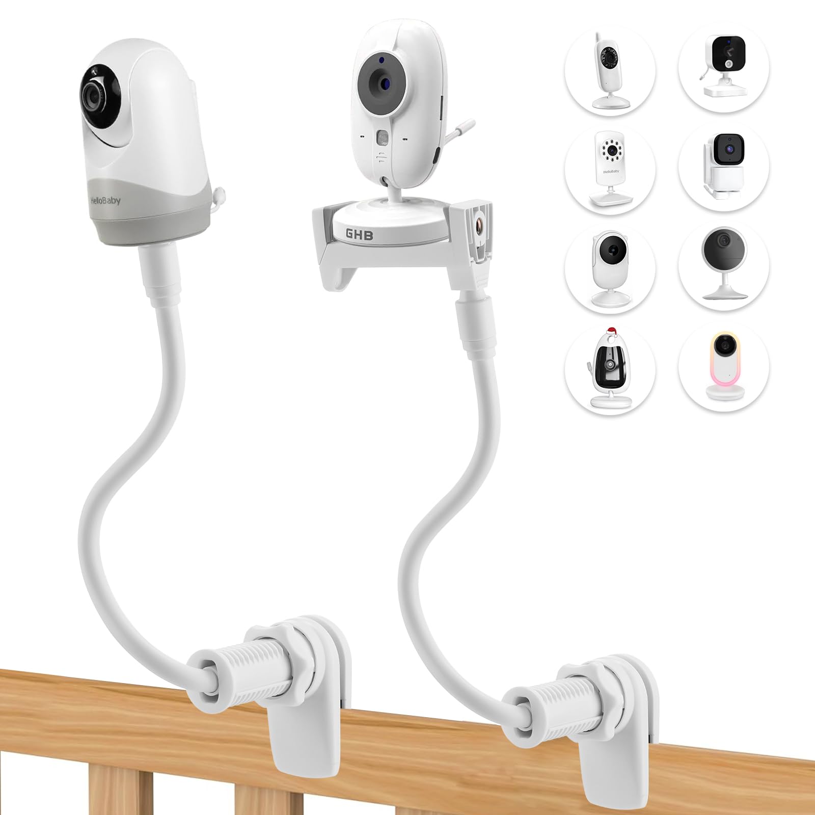 Universele babyfoonhouder, compatibel met de meeste babyfoons, kinderbed, leuningen (wit